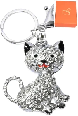 porte-cle chat Argent