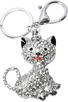 porte-cle chat Argent
