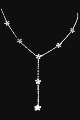 Collier en Y fleur Argent