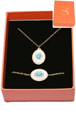 Coffret orange parure bijoux turquoise Or