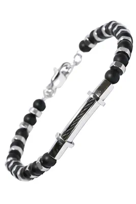 Bracelet homme cuir Argent 04A11F