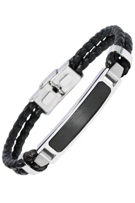 Bracelet homme cuir Argent 0D76AD