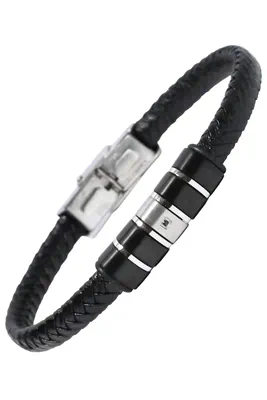 Bracelet homme cuir Argent 82CB78