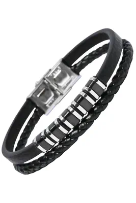 Bracelet homme cuir Argent 9CFE55