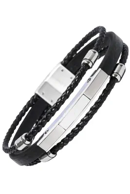 Bracelet homme cuir Argent C2AAA9