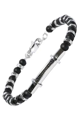 Bracelet homme cuir Argent C8A2F0