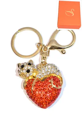porte-cle Coffret cadeaux chat coeur Or 634675 