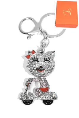 porte-cle Coffret cadeaux chat scooter Argent