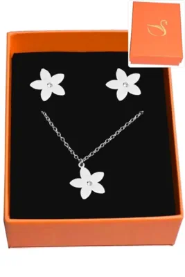 Coffret fleur parure bijoux collection hervé aliex Argent