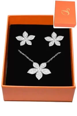 Coffret fleur parure bijoux collection hervé aliex Argent