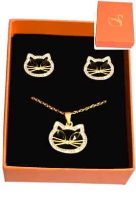 Coffret chat parure bijoux collection hervé aliex Or