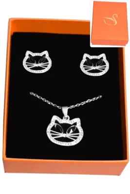 Coffret chat parure bijoux collection hervé aliex Argent