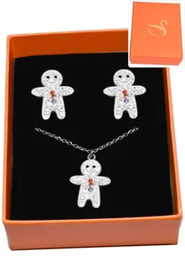 Coffret pain d'épice noël parure bijoux collection hervé aliex Argent
