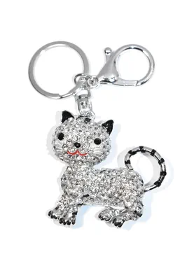 porte-cle chat Argent