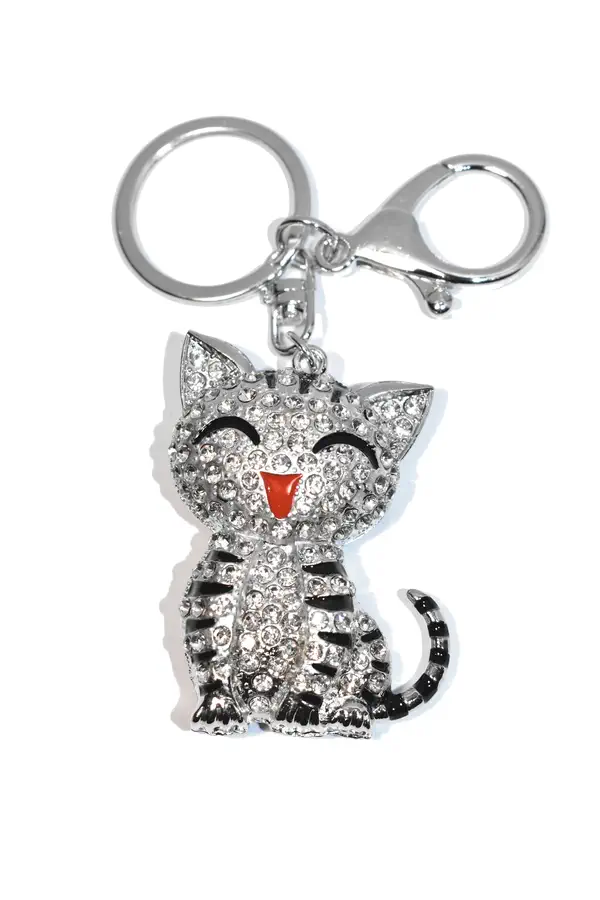 porte-cle chat Argent