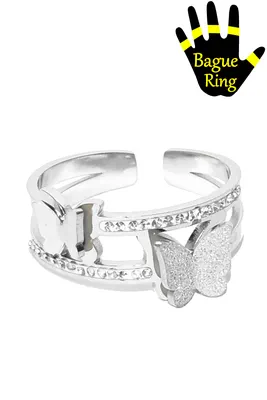 Bague taille réglable papillon Argent