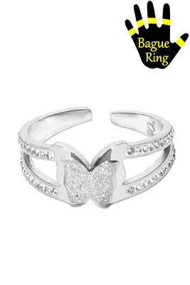 Bague taille réglable papillon Argent