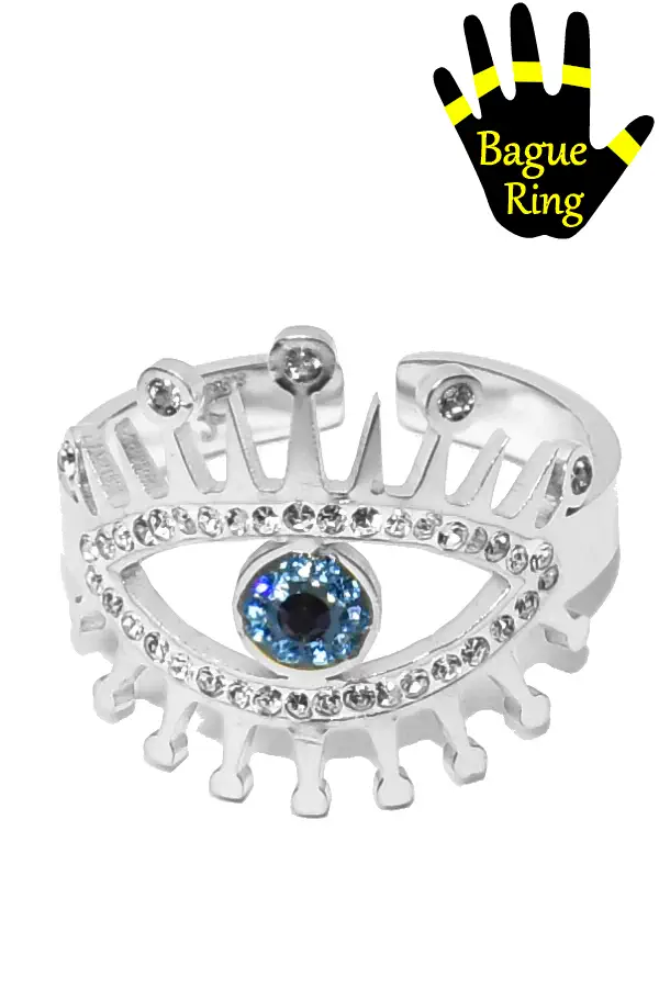 Bague taille réglable oeil fatma Argent