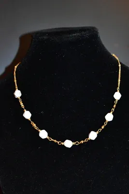Collier pierre minérale Or