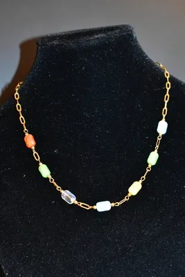 Collier pierre minérale Or