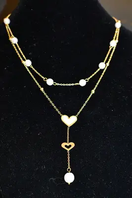 Collier perle coeur Or EDAB0A 