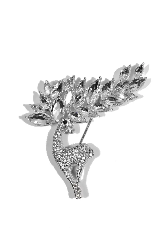 broche cerf Argent