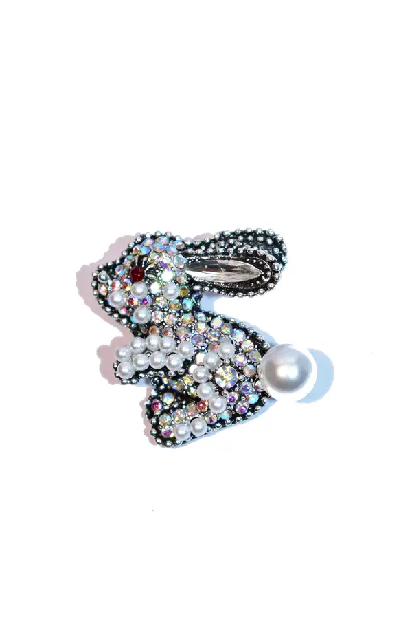 broche lapin Argent