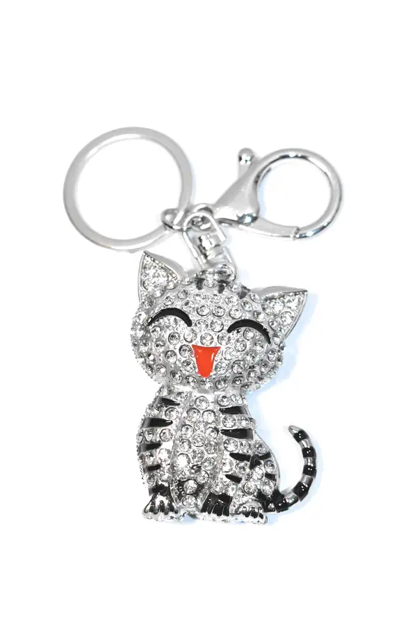 porte-cle chat Argent