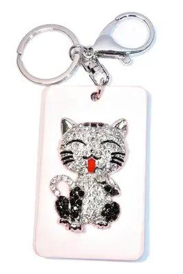 porte-cle chat Argent