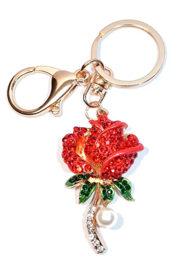 porte-cle fleur de rose Or