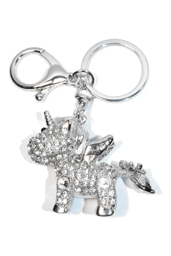 porte-cle licorne Argent