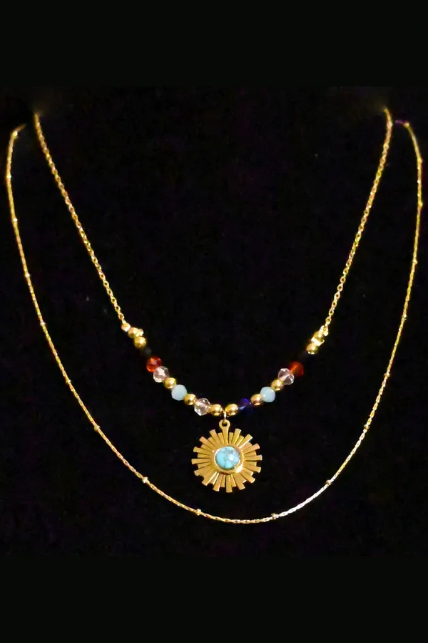 Collier pierre minérale Or