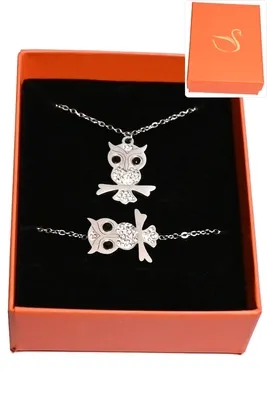 Coffret hibou chouette parure bijoux collection hervé aliex Argent