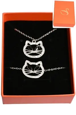 Coffret chat parure bijoux collection hervé aliex Argent