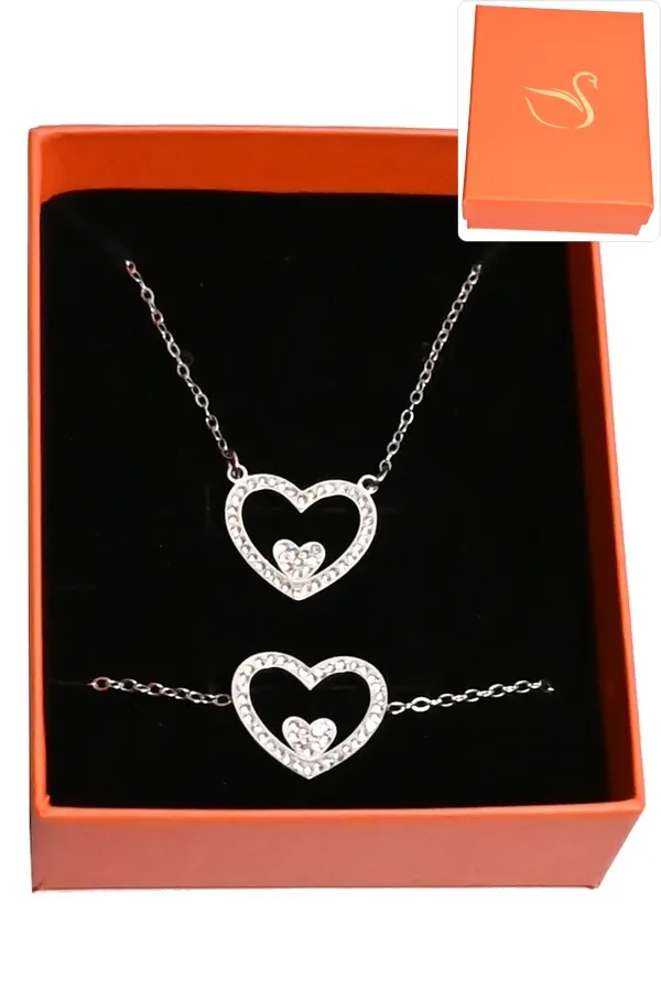 Coffret coeur parure bijoux collection hervé aliex Argent