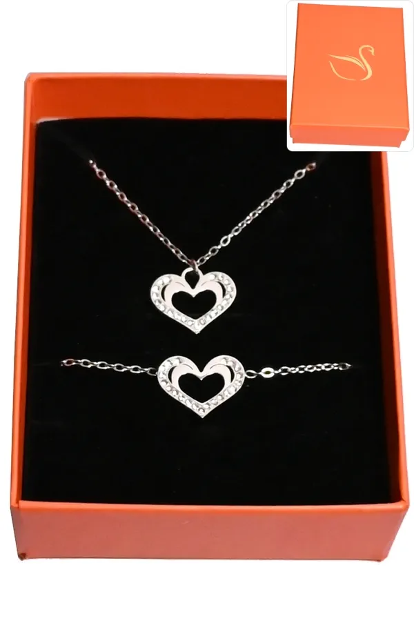 Coffret coeur parure bijoux collection hervé aliex Argent