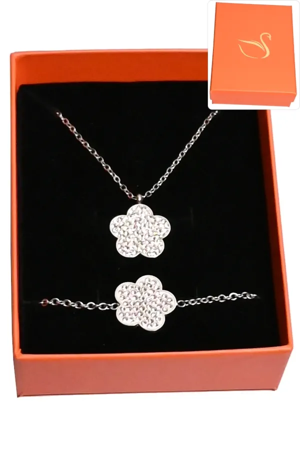 Coffret fleur parure bijoux collection hervé aliex Argent