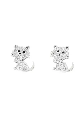 Boucle-d-oreille chat Argent