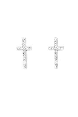 Boucle-d-oreille croix Argent