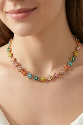 Collier fleurs connecté Or