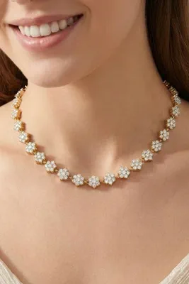 Collier fleurs connecté Or