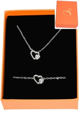 Coffret parure bijoux cadeaux orange coeur