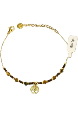 Collier oeil de tigre arbre de la vie