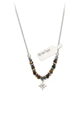 Collier oeil de tigre étoile Argent
