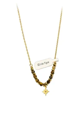 Collier oeil de tigre étoile Or