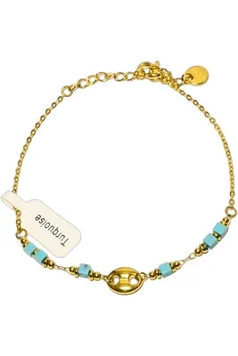 Bracelet turquoise graine de café Or