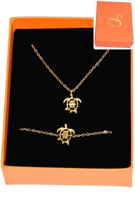 Coffret parure bijoux cadeaux orange tortue