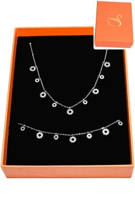 Coffret parure bijoux cadeaux orange soleil Argent