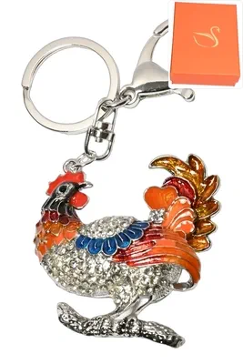 porte-cle cadeaux coq Argent