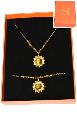 Coffret coffret parure bijoux pierre minérale Or 233DAB